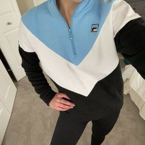 Fila Women's 1/4 Zip Colorblock Chevron Pullover Sweatshirt Size Small